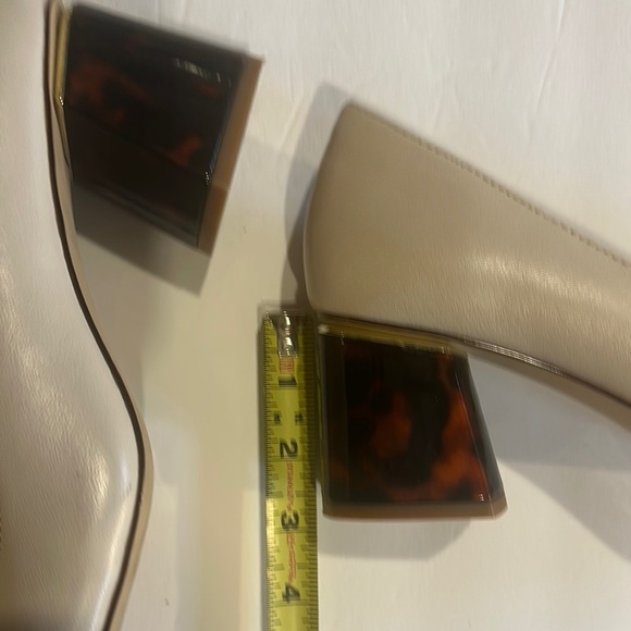 J Crew factory Elegant Cream Block tortoise Heels genuine leather upper size  9 - Picture 6 of 10
